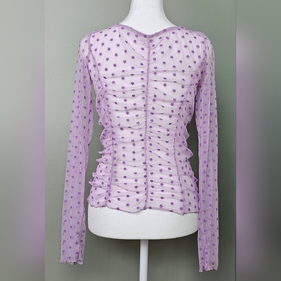 NWOT Intimately Free People Womens Lavender Purple Sheer Blouse XS - Picture 3 of 5